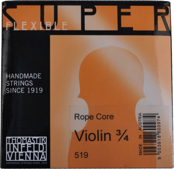 Thomastik 519 Superflexible Saitensatz 3/4 Geige/Violine E-Saite Stahl Alu umsponnen mittel