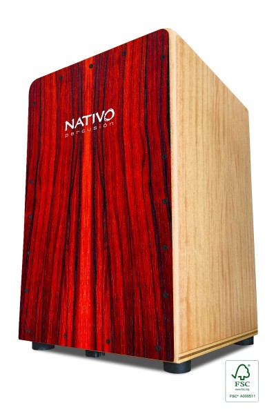 Nativo Cajon INIC-RED, INICIA Serie, Standardgröße, hohe Qualität, Cajon aus Eiche mit Frontplattenf