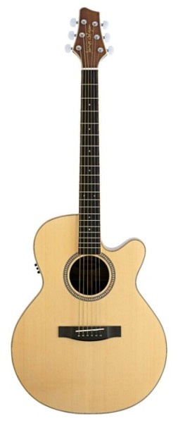 Stagg NA30MJCBB Elektro-Akustische mini Jumbo Gitarre mit massiver Fichtendecke