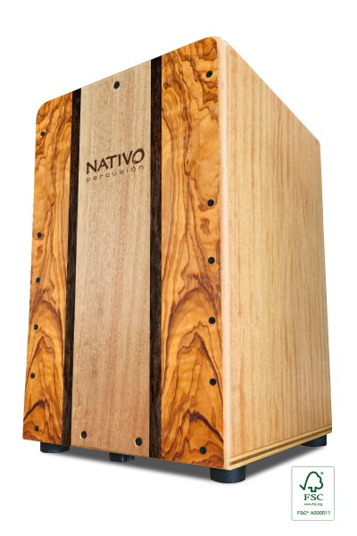 Nativo Cajon INIC-INTI-II, INICIA Serie, Standardgröße, hohe Qualität, Cajon aus Eiche Frontplattenf