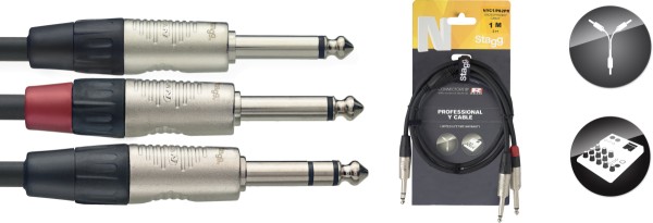 N Serie Y-Kabel, Klinke/Klinke (m/m), stereo/mono, 1 m