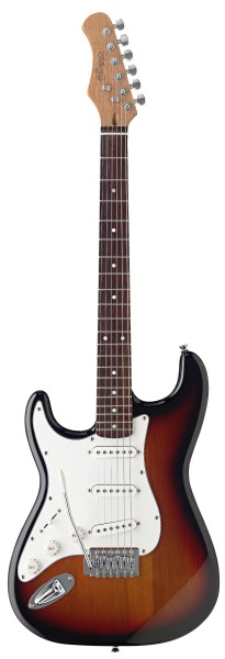 Stagg S300LH-SB - Standard S E-Gitarre Linkshänder Modell Sunburst