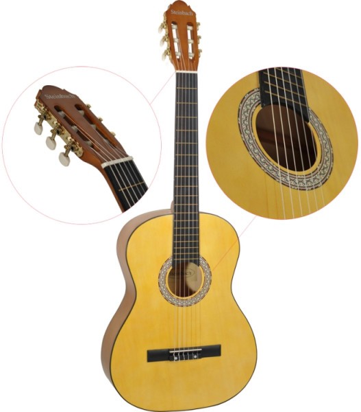 Steinbach 1/2 Konzertgitarre mit Lindendecke cremegelb getönt