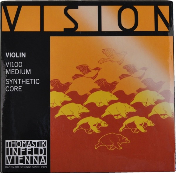 Thomastik VI100 Vision Saitensatz 4/4 Geige/Violine Nylonkern E-Saite Stahl verzinnt mittel