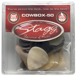 Stagg COWBOX-50 50 Stück Display-Box mit 25 Hufplecktren u. 25 Hornplecktren.