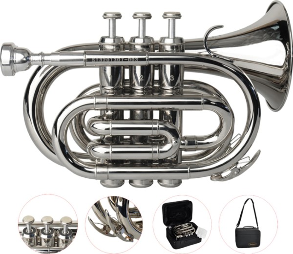 B-Ware Steinbach Bb- Taschentrompete in Silber mit Edelstahlventilen
