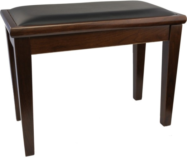 Klavierbank mit Notenfach Nuss matt mit schwarzem Kunstlederbezug