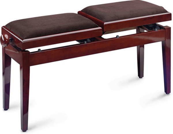 Stagg Doppelklavierbank in Mahagoni poliert brauner Stoff