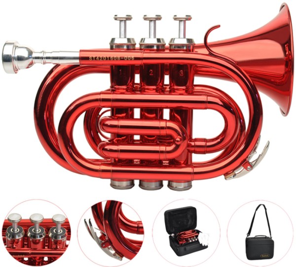 B-Ware Steinbach Bb- Taschentrompete in Rot mit Edelstahlventilen