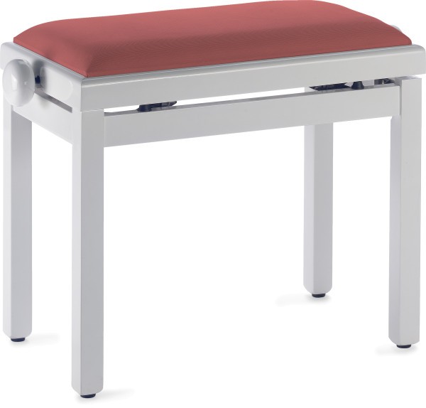 Stagg Klavierbank in Weiss poliert mit rotem Stoffbezug