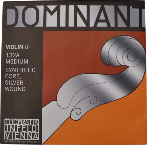 Thomastik 132 Dominant D-Einzelsaite 4/4 Geige/Violine Nylonkern Alu umsponnen mittel