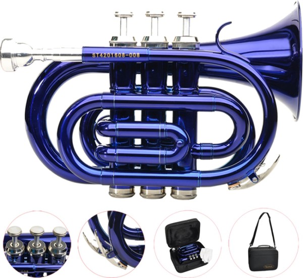 B-Ware Steinbach Bb- Taschentrompete in Blau mit Edelstahlventilen - Bestangebot!