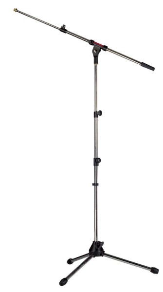 Stagg MIS-2034CR 3-Fach Mikrofon-Stativ mit ausziehbarem Schwenkarm schweres Modell Chrom