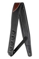 schwarzer, gepolsterter Kunstleder-Gitarrengurt mit Gitarrenform in dunkelbraun schwarzer, gepolsterter Kunstleder-Gitarrengurt mit Gitarrenform in dunkelbraun