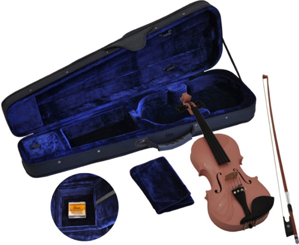 B-Ware Steinbach 1/32 Linkshändergeige im SET pink handgearbeitet ABVERKAUF