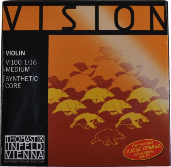 Thomastik VI100 Vision Saitensatz 1/16 Geige/Violine Nylonkern E-Saite Stahl verzinnt mittel