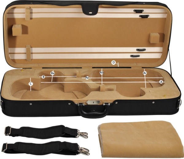 Steinbach 4/4 Doppeletui Geigenkoffer beige für 2 Geigen mit Rucksackriemen