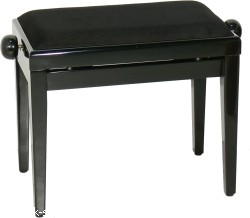 Gewa Klavierbank in Schwarz poliert, schwarze Stoffauflage