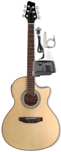 Stagg SW306CE-N Deluxe Elektroakustische Cutaway Folk-Gitarre mit 4-Band EQ