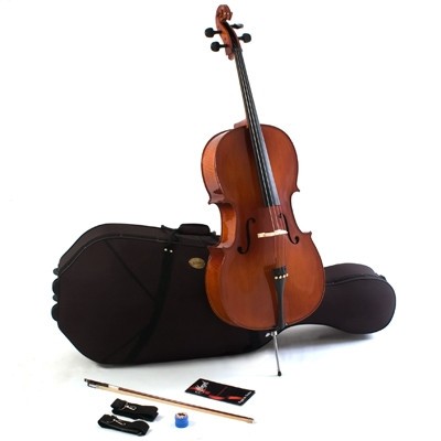 MENZEL 4/4 Cello CL701 im Set Antique Dark Brown, Ebenholzgarnitur, massive Fichtendecke, angeflammt