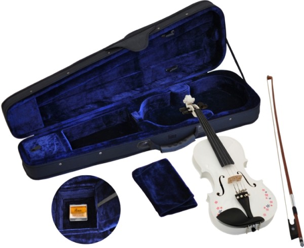 B-Ware Steinbach 3/4 Geige im SET weiß mit Blumendekor handgearbeitet
