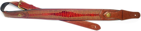 Braun, gepolstert Kunstleder-Gitarrengurt mit geprägtem Schlangenledermuster
