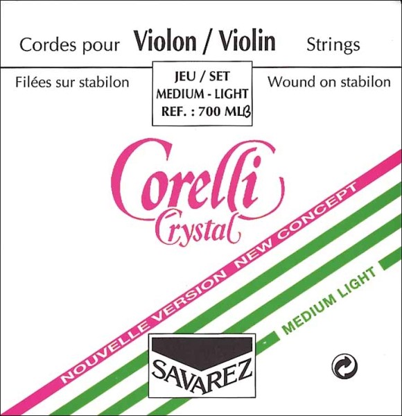 Corelli Crystal 700M Saitensatz 4/4 Geige/Violine E-Saite Stahl Schlinge mittel