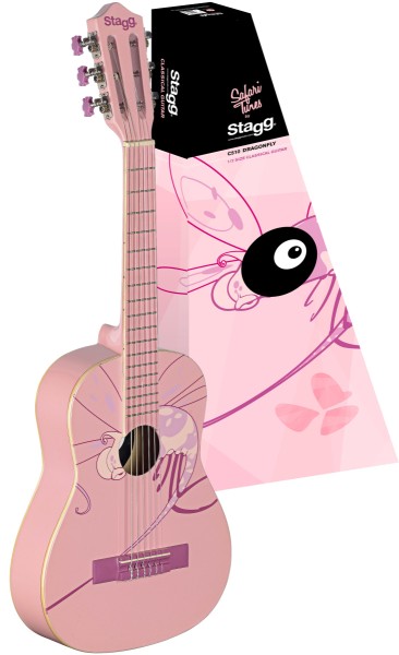 Stagg C505 DRAGONFLY 1/4 Klassik-Gitarre in pink mit Lindendecke