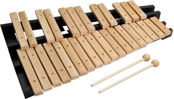 Steinbach Xylophon mit 30 Klangplatten naturfarbenen Holz zweireihig