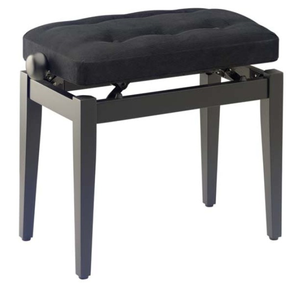 Stagg PB43 BK M V/BK Klavierbank in Schwarz matt mit schwarzem abgesteppten Stoffbezug Modell PB 43