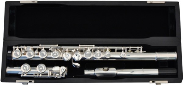 Pearl Querflöte 525E Sterlingsilber Mundlochplatte und Kamin Ausstellungsstück