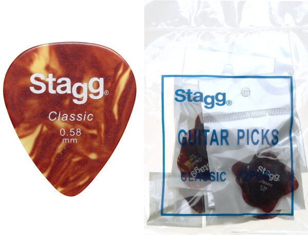 Stagg CSR58 .58 mm Klassik Standard Nachfüllsack 72 Plektren - Schildplatt
