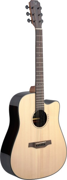 J. N. LYN-DCFI Lyne Serie, E/A Dreadnought Gitarre m. Cutaway u. massiver Fichtendecke