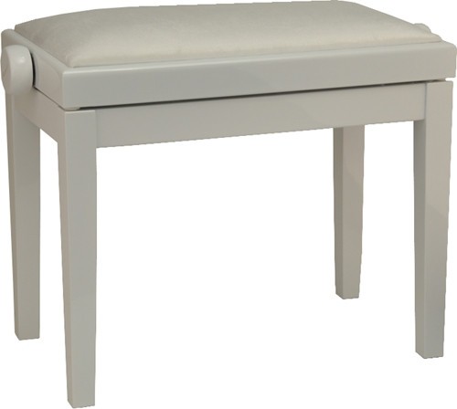 Burghardt Klavierbank B5 Weiß poliert weißer Stoffbezug - Made in Europe ABVERKAUF