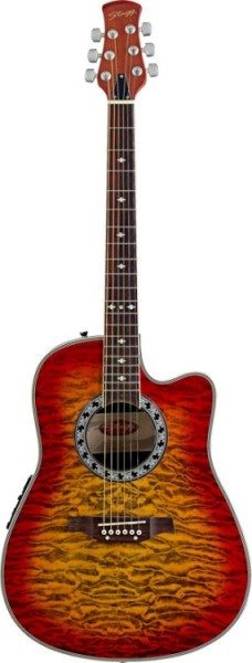 Stagg A4006-CS Elektroakustische Shallow Bowl-Gitarre mit Cutaway + 4-Band EQ