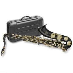 Stagg 77-ST/BK Tenor Saxophon in schwarz mit Hoch Fis-Klappe im ABS-Koffer