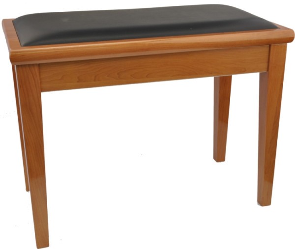 Klavierbank mit Notenfach Kirsche poliert mit schwarzem Kunstlederbezug