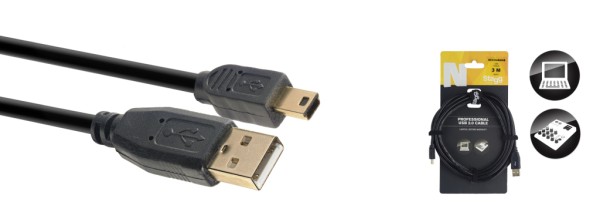 USB 2.0 Kabel, USB A/mini USB B (m/m), 3 m