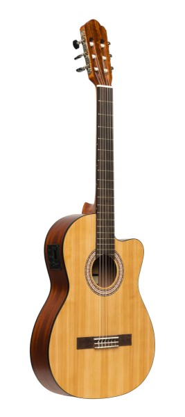 Stagg SCL70 TCE-NAT SCL70 Klassische Gitarre mit Fichtendecke und aktivem Preamp, matt, Naturfarbe
