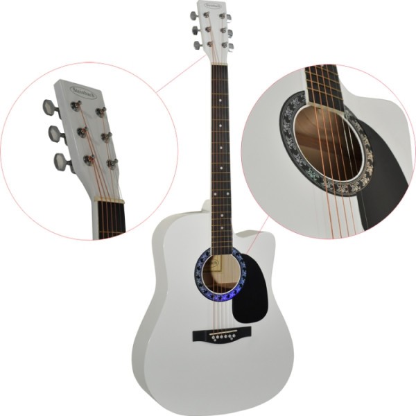 Steinbach 4/4 Westerngitarre Dreadnought mit Cutaway Lindendecke weiss