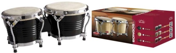 Stagg BW-300-BK 7,5 Zoll + 8,5 Zoll Latin Deluxe Bongos Holzkessel