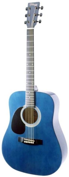 Stagg SW203LH-TB Akustische Dreadnought Gitarre 4/4, für Linkshänder, in blau