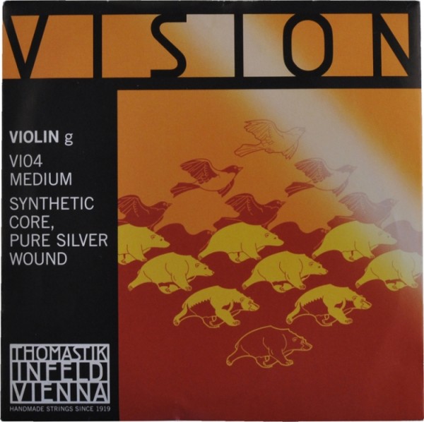 Thomastik VI04 Vision G-Saite 4/4 Geige/Violine Nylonkern Silber umsponnen mittel