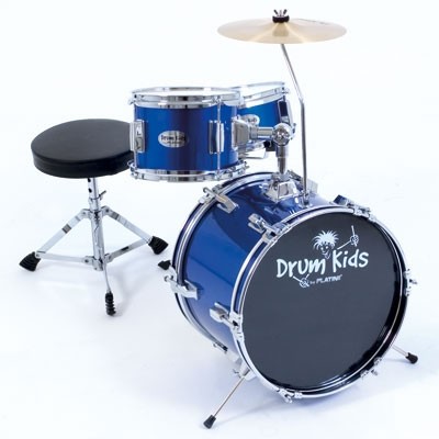 PLATIN Kinderschlagzeug DrumKids 3-teiliges 14 Zoll Junior- Schlagzeugset mit Becken, Hocker und Sti