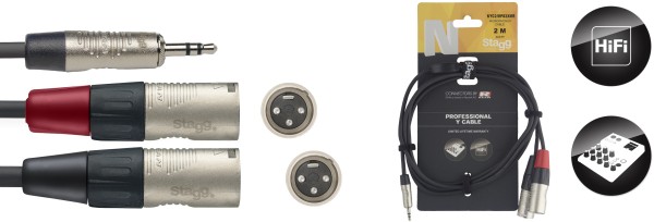 N-Serie Y-Kabel, Miniklinke/XLR (m/m), stereo/mono, 2 m