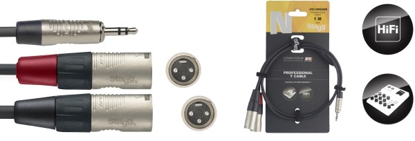 N-Serie Y-Kabel, Miniklinke/XLR (m/m), stereo/mono, 1 m