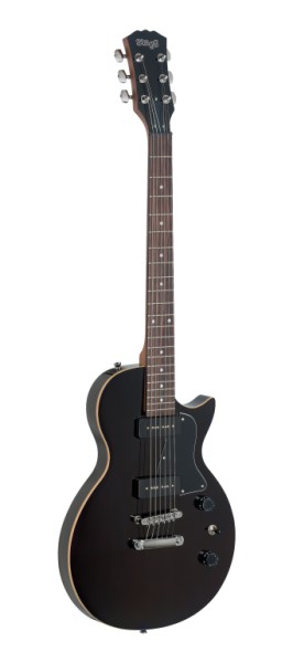 Stagg SEL-P90BK Rock "L" Serie P90 E-Gitarre mit massivem Erlenkorpus