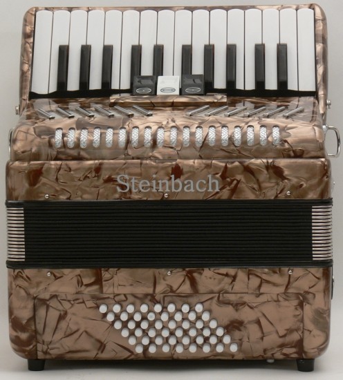Steinbach Akkordeon 26 Diskant und 48 Bass inklusive abschließbarem Koffer, Farbe Goldbronze