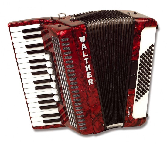 Akkordeon Walther Pirat 72 Bass 3 chörig rot