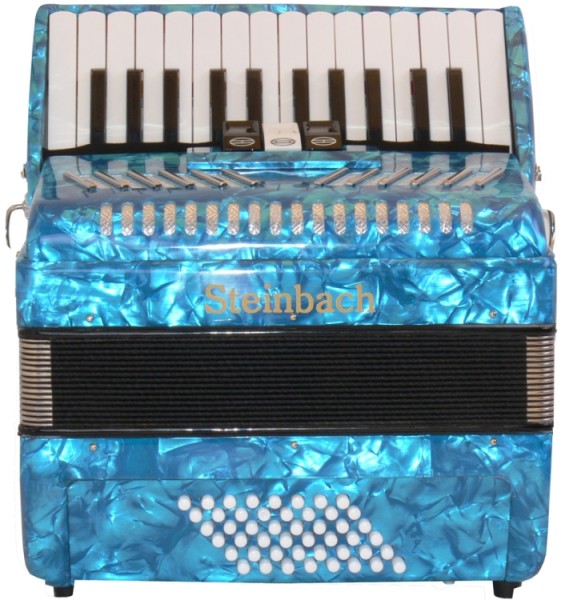 Steinbach Akkordeon 26 Diskant und 48 Bass inklusive abschließbarem Koffer, Farbe Light Blue